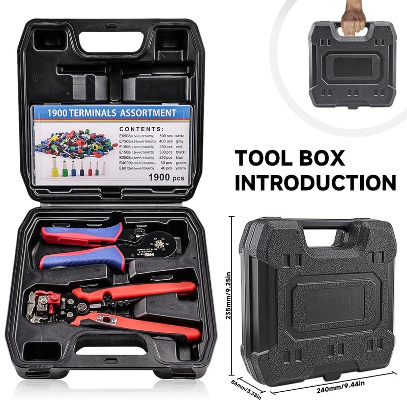 HKS Ferrule Crimping Tool Kit - Hexagonal Ferrule Crimper Plier