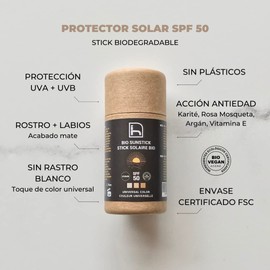 Facial Sunscreen 50 with Bio Colour – Facial Sun Stick 50 – Face Sun Cream 50 with Face Color SPF 50 – Certified Organic and with Biodegradable Cardboard Packaging – 50 g