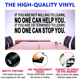 Motivational Quotes Wall Stickers for Office: Inspirational Positive Vinyl Art Wall Decals - School Classroom Workplace Home Wall Decor - If You are Not Willing to Learn 23"X9"