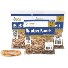 Upgrade Office Supply UPG23719PK3 Rubber Bands, Size #19 (3-1/2” x 1/16”), Natural Crepe, 1/4 lb Bags, 3-Pack, Approx. 936 Bands, Made in USA