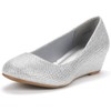 DREAM PAIRS Women's Debbie Mid Wedge Heel Pump Shoes,Size 10,Silver/Glitter,Debbie