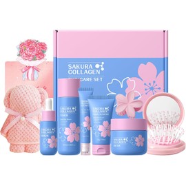 Kit de Rutina de Cuidado de la Piel para Mujer, Nias y Adolescentes con Limpiador 50g, Tnico 120ml, Srum 30ml, Crema de Ojos, 20g Crema Facial 50g, Caja de Regalo y Accesorios Piel Suave Hidratada