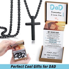 THEMEROL Father's Day Gifts Fathers Gifts From Daughter Gifts for Dad Cool Birthday Gifts for Dad Who Wants Nothing Best Dad Ever Cross Necklace for Men Chain Necklace Valentines Easter Christmas