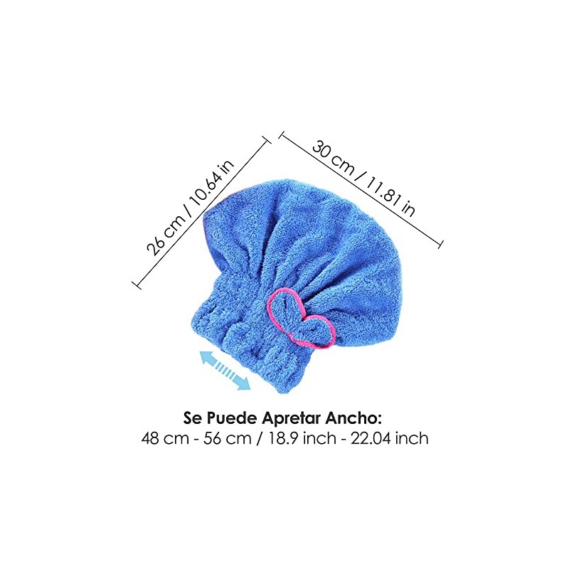 AUTOWT Toallas para Secar el Cabello, 3 Pcs Turbante Microfibra