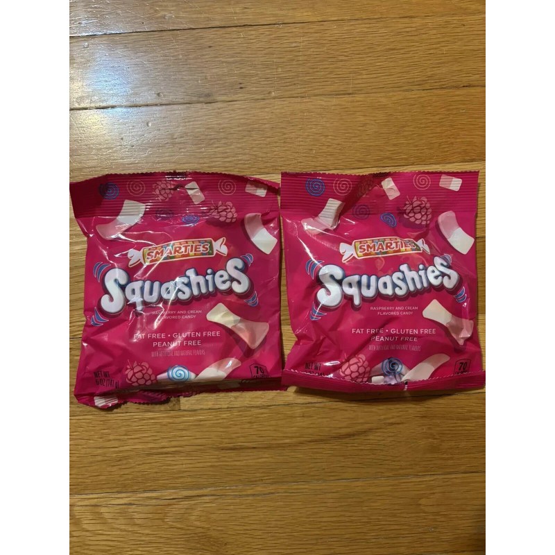 Smarties Squashies Raspberry & Cream Flavored Foam Candy 2 Bags