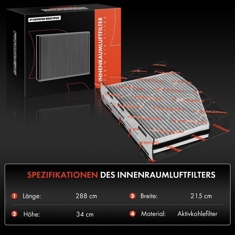 Frankberg Cabin Air Filter Pollen Filter with Activated Carbon Compatible