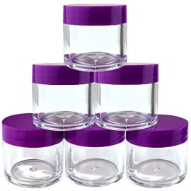 Beauticom 6 Pieces 30G/30ML Round Cosmetic Sample Pot Jars Container Purple Lids BPA Free