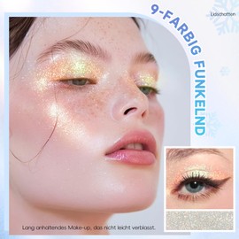 Noerrors Glitter Eyeshadow Palette 9 Colours Multichrome Eyeshadow Shimmer Holographic Inner Corner Face Highlighter Cream Powder Sparkling Durable Shiny Makeup
