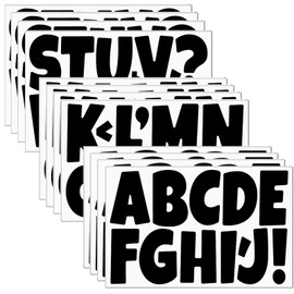 144 Pieces 12 Sheets 3 Inch Vinyl Letter Stickers,Black Self Adhesive Large Alphabet and Symbol Stickers,Big Font Letter for School Bulletin Boards Classroom Decor Home Mailbox Wall Decor
