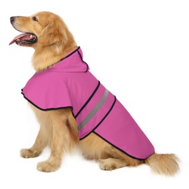 HDE - Impermeable con capucha para perros pequeños a muy grandes y cachorros (rosa, talla L)