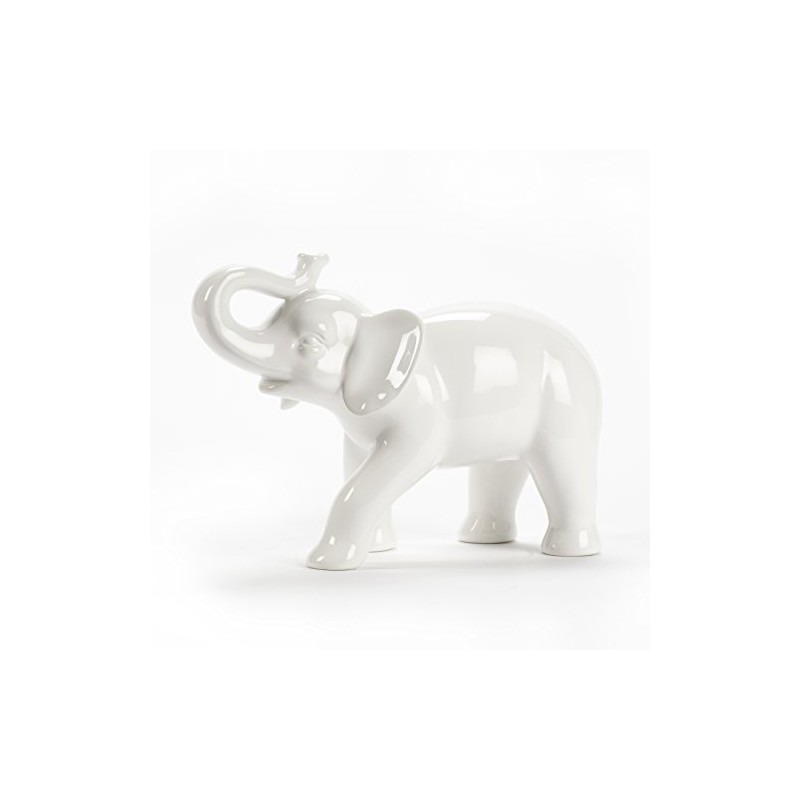 Abbott Collection Ceramic Elephant Figurine, White (Large)