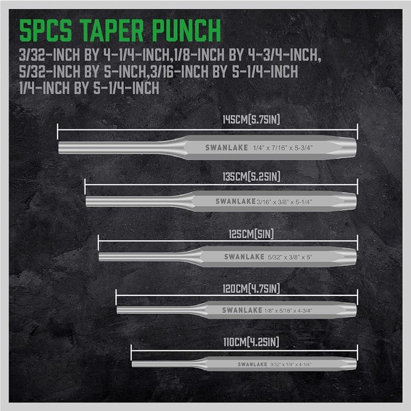 16-Piece Precision Punch & Chisel Set - Taper Punch, Pin