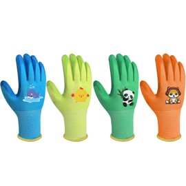 SLARMOR Work Gloves for Children, Children's Gardening Gloves for Children Aged 2-3 Years, 4-5 Years, 6-13 Years, Foam Rubber Coating Work Gloves, Gardening for Girls and Boys