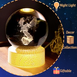 8cm Crystal Ball 3D Dragon Ornament with LED Stand Glass Gothic Dragon Collectible Paperweight Gifts for Women Birthday