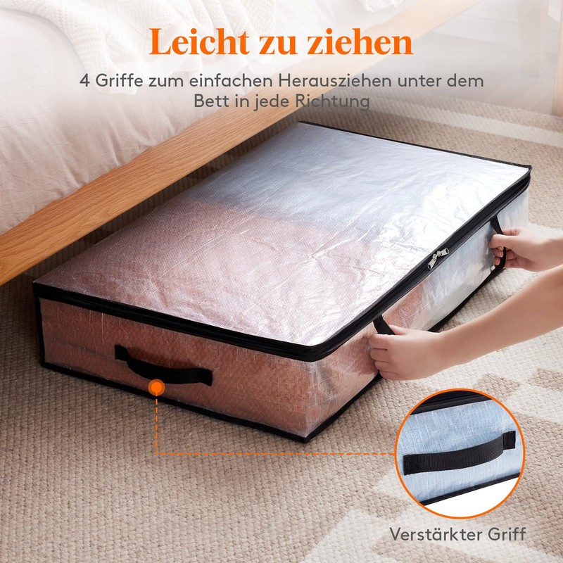 Lifewit Pack of 3 Transparent Plastic Underbed Storage Bags, 60