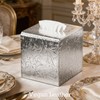Silver Tissue Box Cover,Square Leather Tissue Box Cover with Magnetic