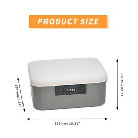 Qiveno Lockable Storage Container Bin, 2.3 Gallon Capacity Organizer Box with Combination Lock, Heavy Duty Plastic Trunk, Usable As Item Organizer Or Office File Storage(Gray)