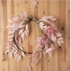 FLCSIed Pink Floral Hoop Wreath Artificial Flowers and Garland Metal