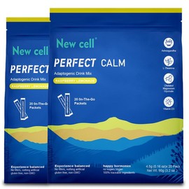 Newcell RTW Perfeclcalm Powdered Drink Mix, Raspberry Lemonade, L Theanine，Ashwagandha, Magnesium Glycinate, Vitamin D 3, Supplements for Relaxation & Focus, No Sugar, Non GMO - Specification: 2 bottles (buy 1 get 1 free)
