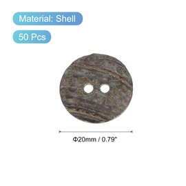 sourcing map 50 Pcs Natural Shell Buttons, 2 Hole Mother of Pearl Buttons 20mm Sewing Craft Button for Shirt Sewing DIY Crafts Decoration, Multicolor