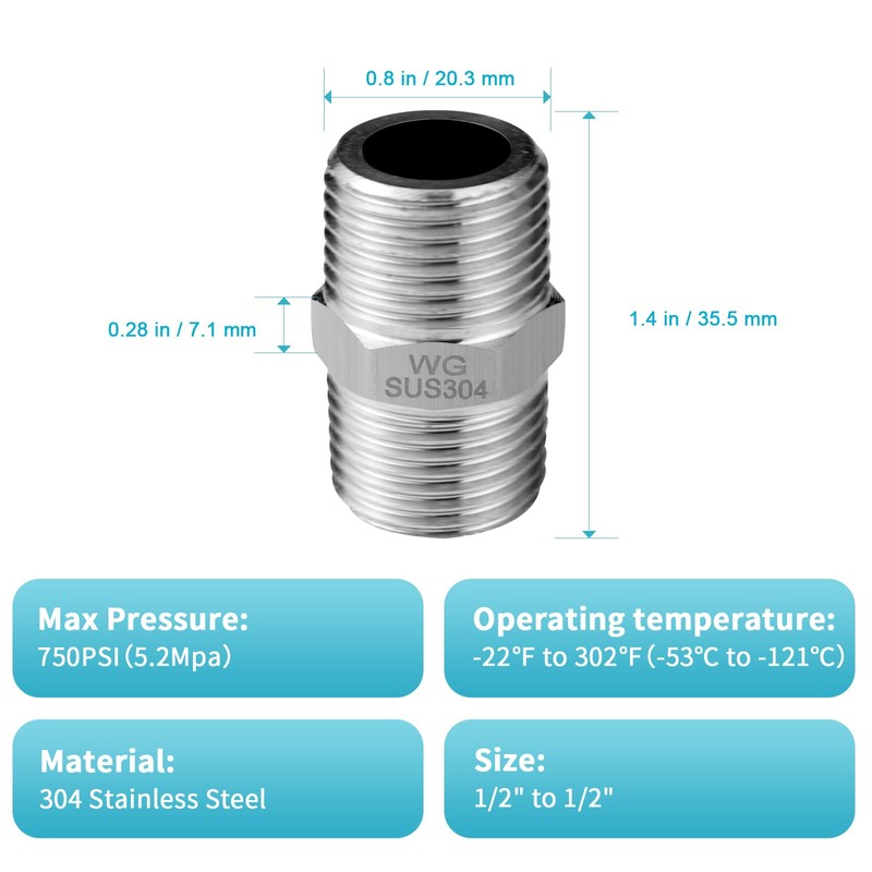 OFFO Shower Hose Extension Adapter, G1/2 to G1/2 Shower Hose