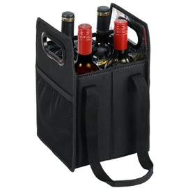 LUILANC Bottle Wine Carrier Collapsible 4 Bottle Storage Box Reusable Portable Wine Bottle Carrier Case for Tote Bag Moving, Vacation Bottle Caddy Grocery Shopping Wine Tasting Accessory