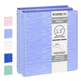 POPRUN 3 Ring Binder 1.5 Inch, PVC-Free Durable Organizer with 2 Inside Pockets for School & Office, Heavy-Duty Binder Holds 325 Sheets (8.5" x 11" Paper), 2 Pack, Cornflower Purple
