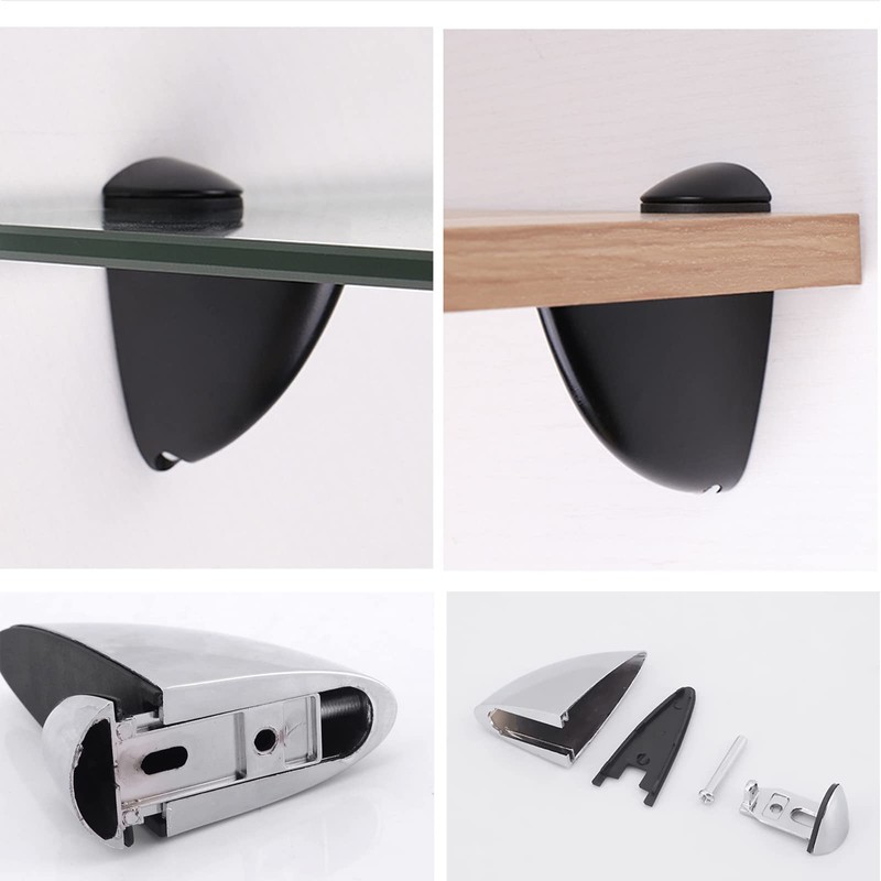 Adjustable Glass Shelf Bracket, Qikuver Adjustable Wood/Glass Shelf Bracket Wall
