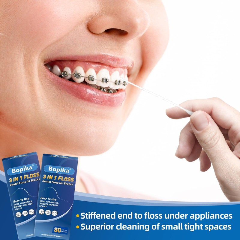 Bopika Dental Floss for Braces, 3 in 1 Ultimate Floss,