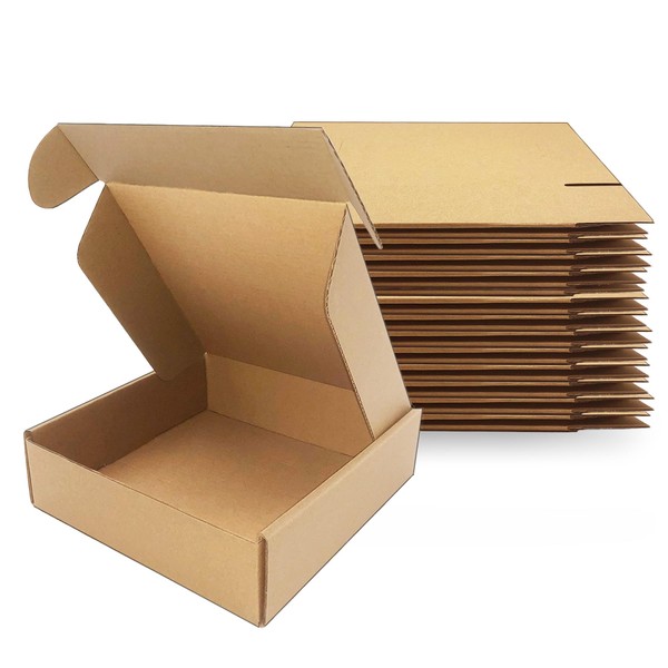 7x7x2 inches Shipping Boxes Set of 25, Brown Corrugated Mailing