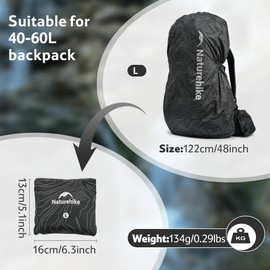 Naturehike Backpack Rain Cover Waterproof Backpack Cover in Nylon Dustproof Reflective Rain Cover for Backpacks Suitable for 30L-60L Backpacks for Outdoor Cycling Hiking Travel