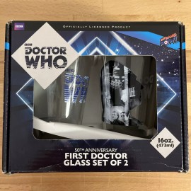 Bif Bang Pow! Doctor Who 50th Anniversary FIRST DOCTOR 16 oz. Glass Set of 2 New!