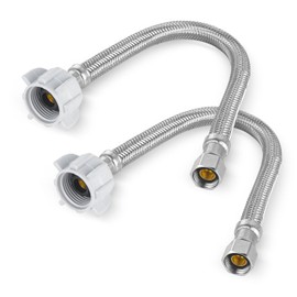2 Pack Foskan 12-Inch Braided Toliet Hose,3/8" Comp x 7/8" Ballcock,Stainless Steel Water Supply Line for Toilet Hose Replacement（12" Length）