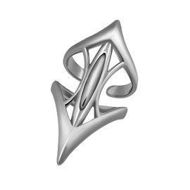 L'VOW Sigil Cyber Punk Thumb Open Ring Rock Hinged Ring Jewelry Cyborg Y2K Irregular Futuristic Linearism Accessories(Silver-S3)