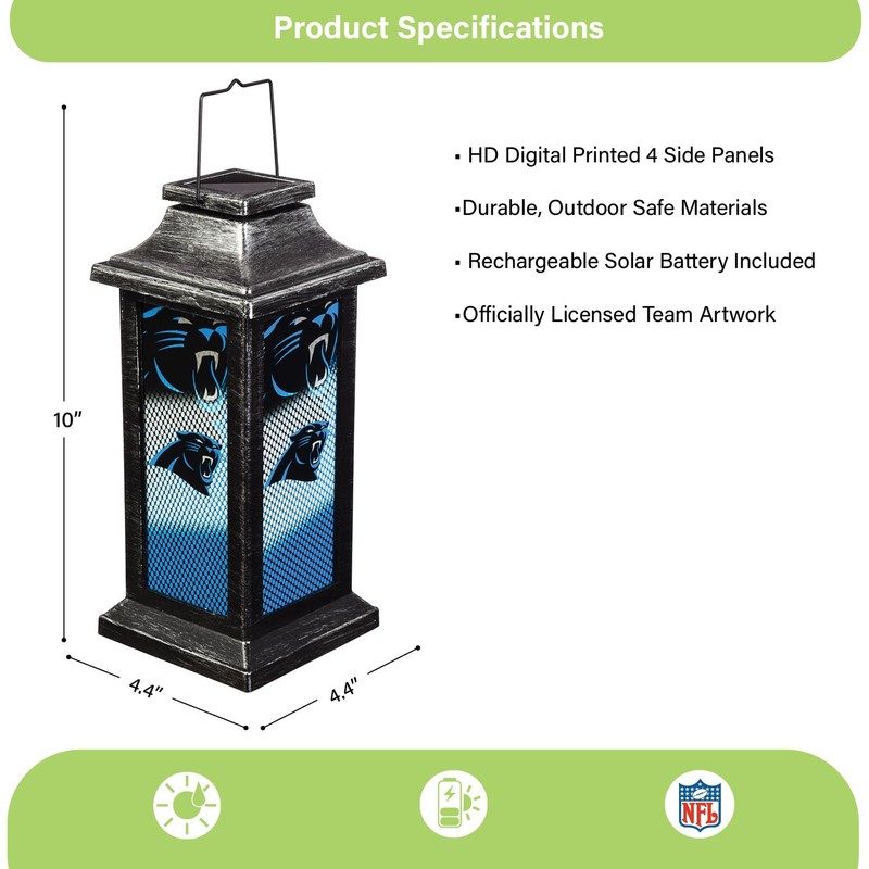 Team Sports America Evergreen Solar Garden Lantern, Carolina Panthers