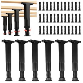 6 Pcs Adjustable Height Bed Support Legs 7.9-15 inch, Bed Frame Center Support Legs for Bed Frame/Bed Center Slat, Bed Support Reinforcement Parts Bed Slats Support Leg Bed Replacement Legs