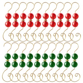 Embhlitfe 20 Pcs Christmas Ornament Hooks,Christmas Tree Hooks Christmas Bauble Hooks with Crystal Round Bead,Christmas Tree Bauble Hooks Christmas Ornament Metal Hooks for Christmas Tree Decoration