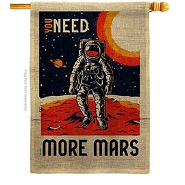 NASA More Mars Burlap House Flag Armed Forces Space Program Discovery Sky Astronomy United State American US Small Decorative Gift Yard Banner Double-Sided Made in USA 28 X 40