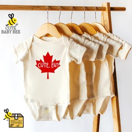 Cute Eh? Bodysuit, Canadian Baby Onesie®, Cute Baby Clothes, Unisex Baby Bodysuit for Baby Shower Gift (Natural, 0-3 Months)