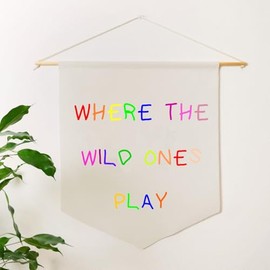 Turnip Designs Banner Pennant Flag Where the Wild Ones Play Kids Bedroom Playroom Classroom School Education Funny Motivational Nursery TDBA004