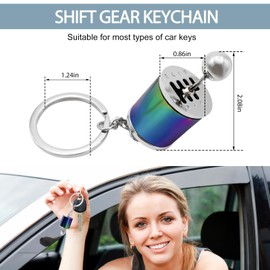 SHMZK Car Gearbox Keychain, Six Speed Manual Transmission Keychain, Creative Gear Shift Stick Keyring, Car Accessories (Colorful)