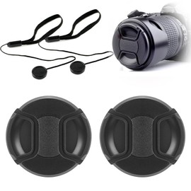 Front Lens Flap Set with Strap for D3000 D3100 D3200 D3300 D5000 D5100 D5200 D5300 D5500 with AF-S 18-55 mm Pack of 2