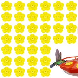 EQUIJUANCE 36 Pcs Hummingbird Feeder Replacement Ports – Red, White, Yellow Petal-Shaped Feeding Flowers, Replacement Parts for Hanging Feeders,Ideal for Bird Feeders and Birdhouses (Yellow)