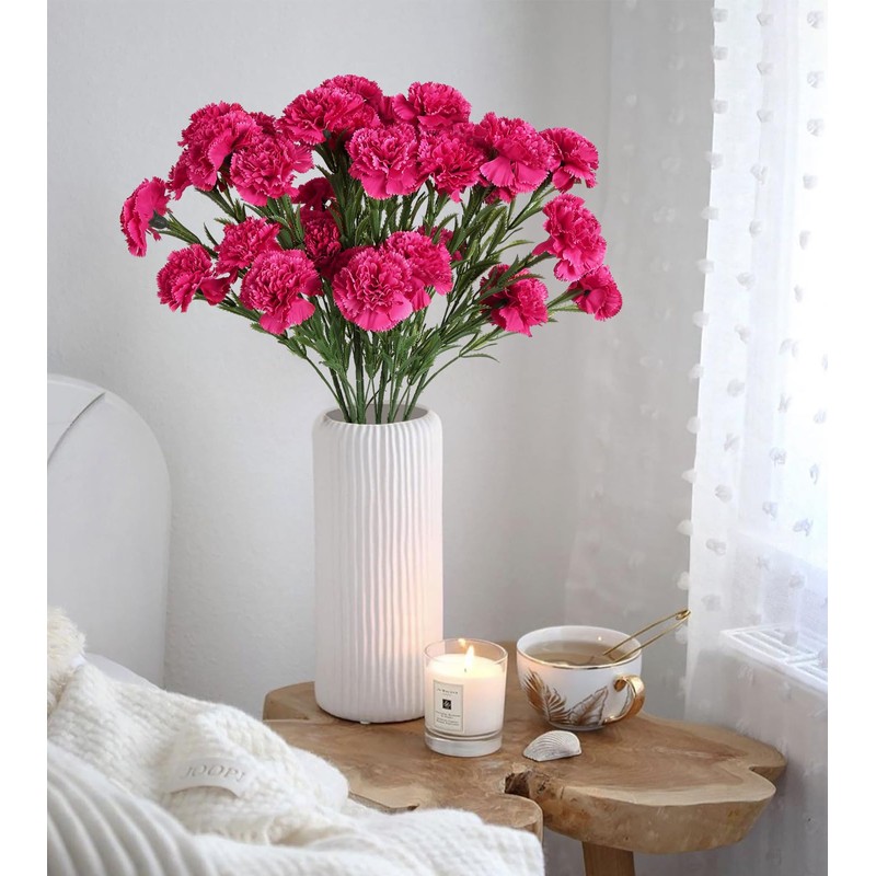 IPOPU 30 Heads Carnations Artificial Flowers 6PCS Silk Carnations 27.56in