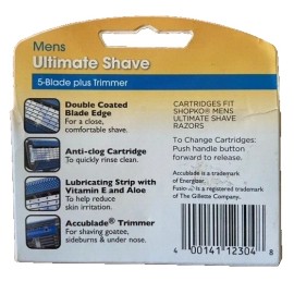 Shopko Mens Ultimate Shave, 5-Blade plus Trimmer - 4 Cartridges