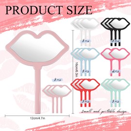 Hand Mirror with Handle Lip Shape Handheld Mirror for Makeup Compact Portable Mirror Cosmetic Small Mirrors Vintage Camping Travel Makeup Handheld Mirror for Women Girls Daily Use, 7 Colors (20 Pcs)