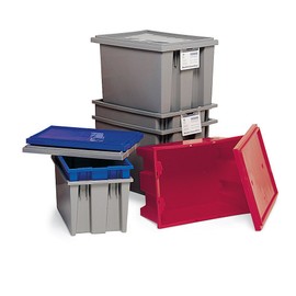 Stack & Nest Shipping Container, No Lid, 18x11x6, Gray - Lot of 6