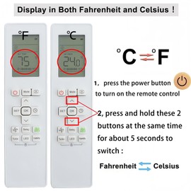 RG10L1(C2HS)/BGEF Replacement AC Remote Control Compatible for MIDEA/Carrier Air Conditioner RG10L1(C2HS)/BGEF RG10A(B2S)/BGEFU1 RG10A5(B1)/BGCEFU1 RG10B(B1)/BGEFU1 RG10A4(B1)