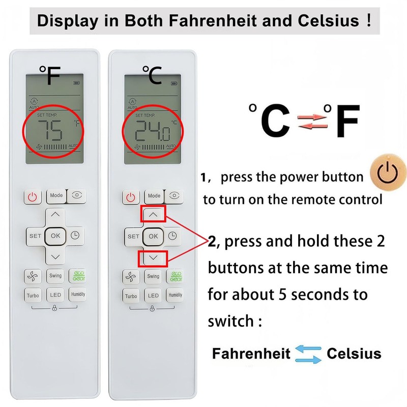 RG10L1(C2HS)/BGEF Replacement AC Remote Control Compatible for MIDEA/Carrier Air Conditioner