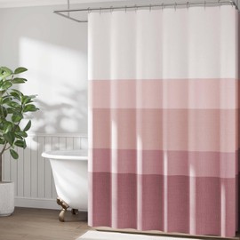 jinchan Ombre Dusty Pink Striped Shower Curtain Waterproof Fabric Shower Curtains for Bathroom Gradual Color Minimalist Design Modern Neutral Luxury with 12 Hooks 70x72 Inches